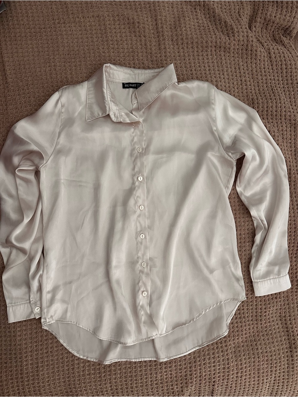 Bigdart Off-White Satin Long Sleeve Shirt